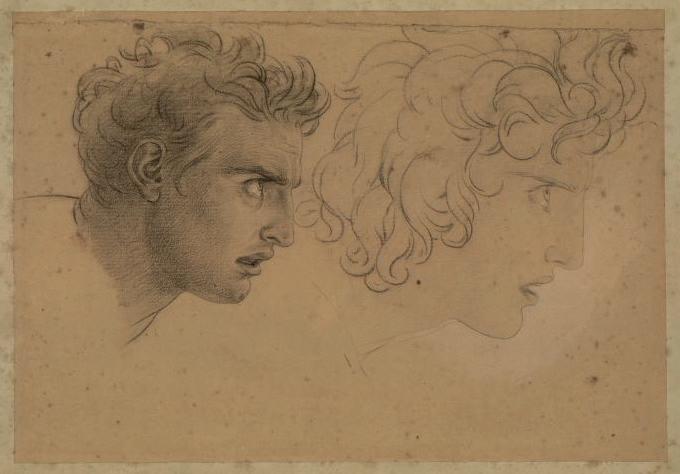 Double étude pour le visage d'Egiste ; Deux études pour la tête d'Egisthe ; Têtes vue de profil (titre Jouin, 1881), Pierre Narcisse Guerin, 1817