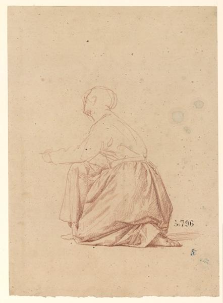 Figures pour la peinture murale de la chapelle Sainte Marie ; Femme agenouillée, Jules Eugène Lenepveu, 19e siècle