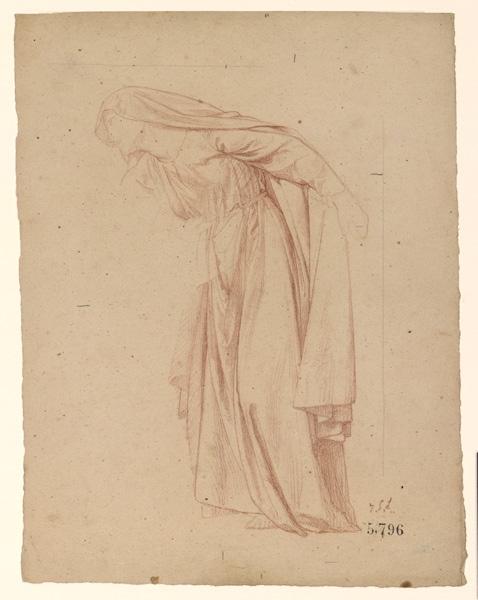 Figures pour la peinture murale de la chapelle Sainte Marie ; Femme penchée vers la gauche ..., Jules Eugène Lenepveu, 2e moitié 19e siècle