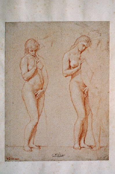 Deux études pour Eve (titre catalogue vente 1873), Hippolyte Flandrin, 1856 /02 /08
