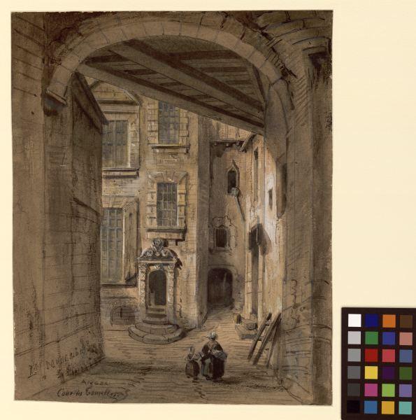Angers, cour des Tourelles, Louis Moullin, 1856
