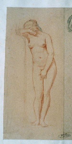 Eve, figure nue ; Adam et Eve, Hippolyte Flandrin, 19e siècle