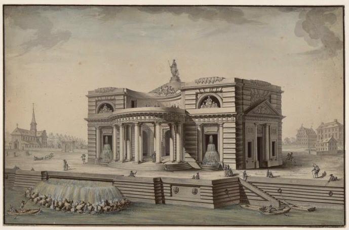 Projet pour un palais au bord d'un rivière, Louis Gustave Taraval, 2e moitié 18e siècle
