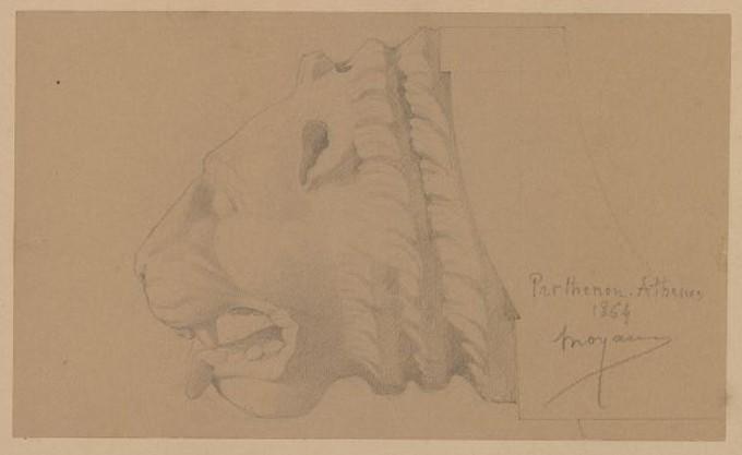 Profil d'une tête de lion du Parthénon d'Athènes, Constant Moyaux, 1864