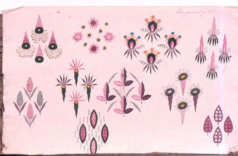 Modèle pour indienne : Motifs floraux, Peter, 1798