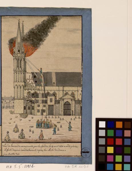 Vue de l'incendie occasionné par la foudre le 4 août 1831 à midi précis_0