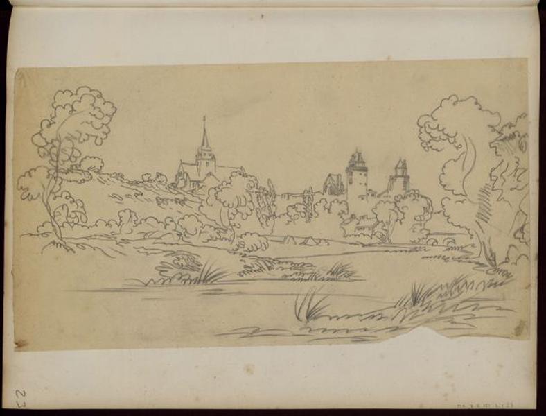 Paysage : arbres, Thomas François Drake, 19e siècle