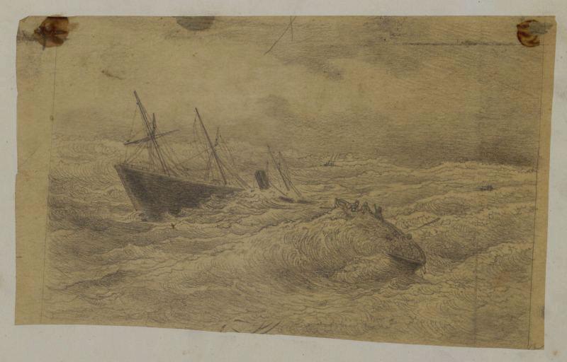 Bateaux sur la mer, Thomas François Drake, 19e siècle