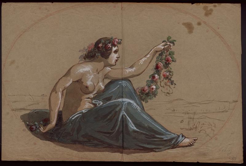 Nu ; Peinture du château de la Bouverie_0