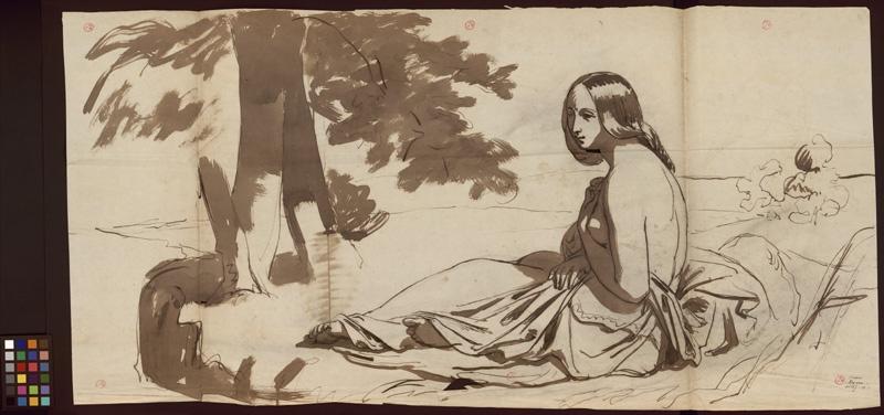 Nu ; Peinture du château de la Bouverie, Louis René Lebiez, 19e siècle