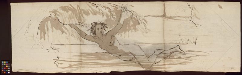 Nu ; Peinture du château de la Bouverie, Louis René Lebiez, 19e siècle