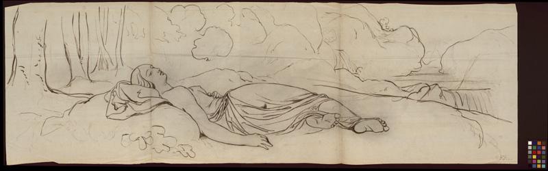 Nu ; Peinture du château de la Bouverie, Louis René Lebiez, 19e siècle