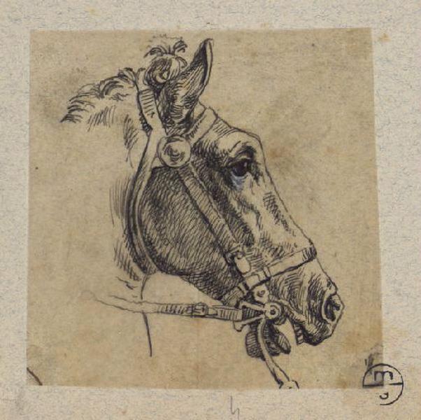 Tête de cheval harnaché, Alexandre Solde, 19e siècle
