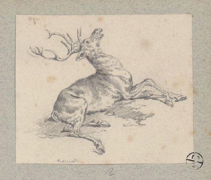 Cerf couché, Alexandre Solde, 19e siècle