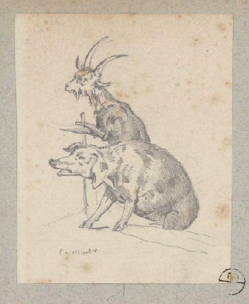 Cochon et chèvre, Alexandre Solde, 19e siècle