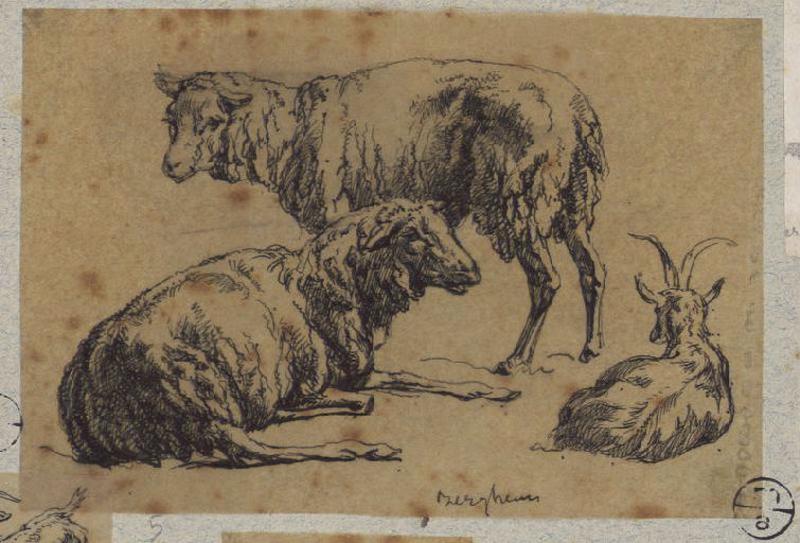 Moutons et chèvre, Alexandre Solde, 19e siècle