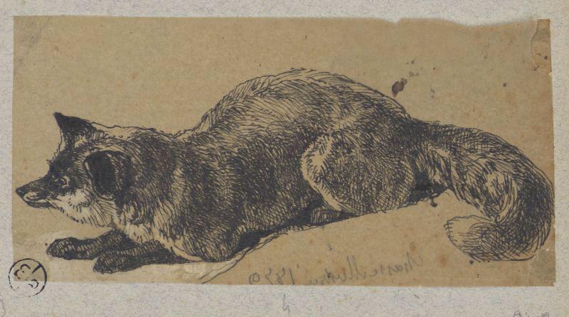 Renard couché, Alexandre Solde, 1879