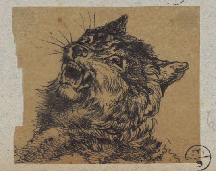 Tête de renard, gueule ouverte, Alexandre Solde, 19e siècle