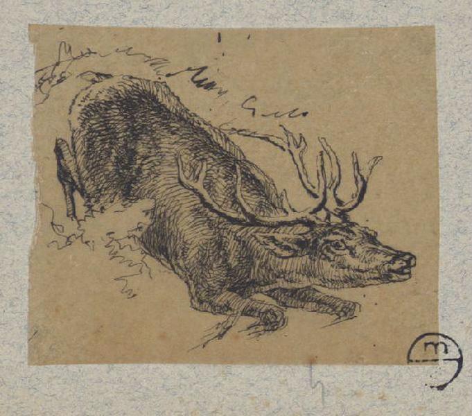 Cerf se couchant, Alexandre Solde, 19e siècle