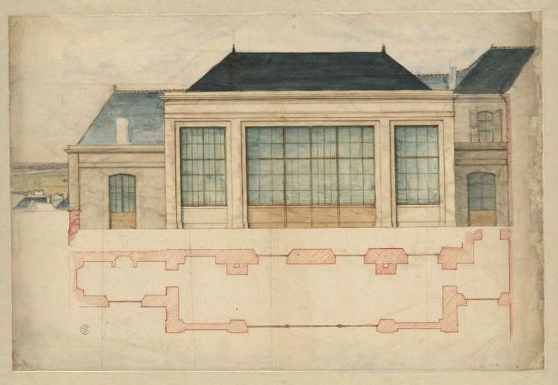 Plan d'étude d'un bâtiment, Guillaume Bodinier, 19e siècle