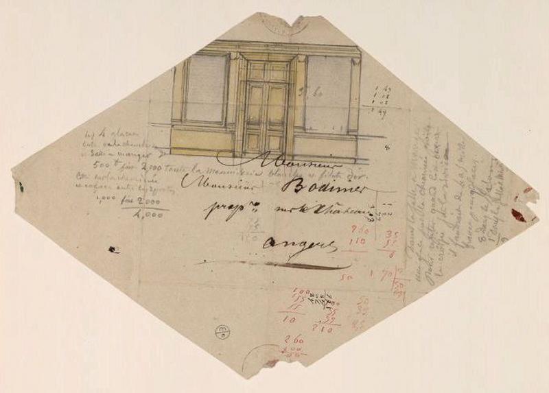 Elévation (nombreuses annotations), Guillaume Bodinier, 19e siècle