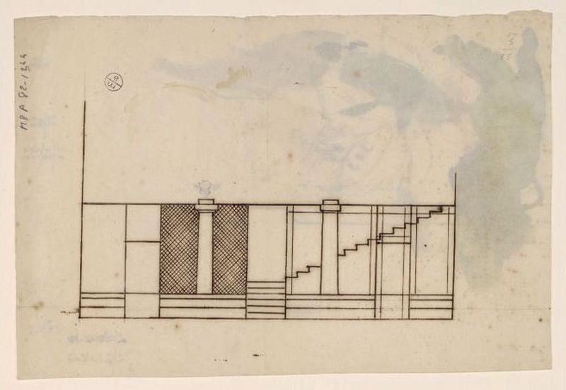 Etude d'un escalier pour une villa (recto-verso), Guillaume Bodinier, 19e siècle