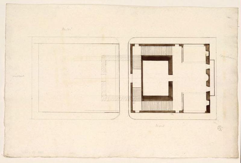 Plan d'un escalier, Guillaume Bodinier, 19e siècle
