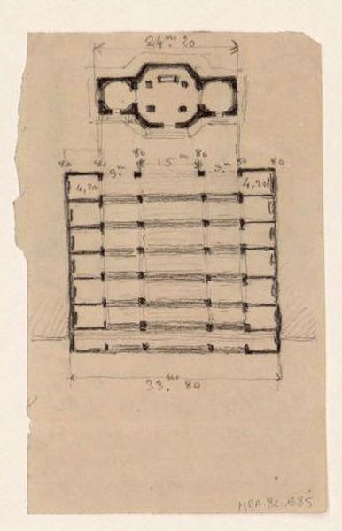 Plan d'un bâtiment (Plan au recto et au verso), Guillaume Bodinier, 19e siècle