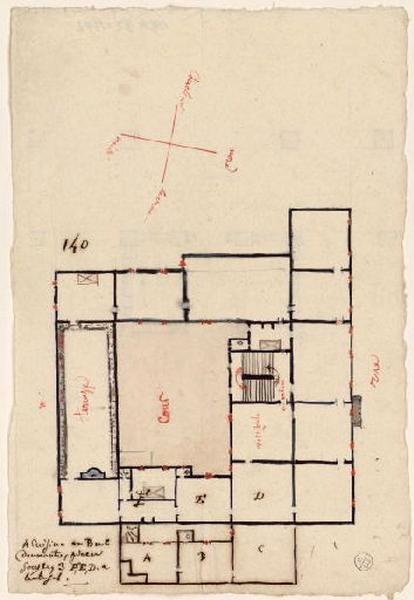 Plan d'un palais, Guillaume Bodinier, 19e siècle