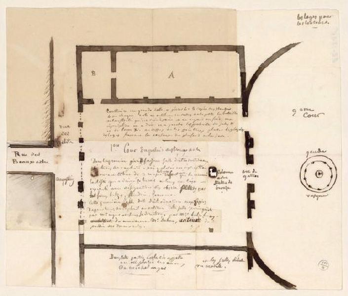 Plan d'aménagement de l'Ecole Nationale des Beaux-Arts, Guillaume Bodinier, 19e siècle
