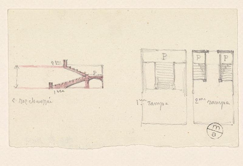 Plan d'un escalier, Guillaume Bodinier, 19e siècle