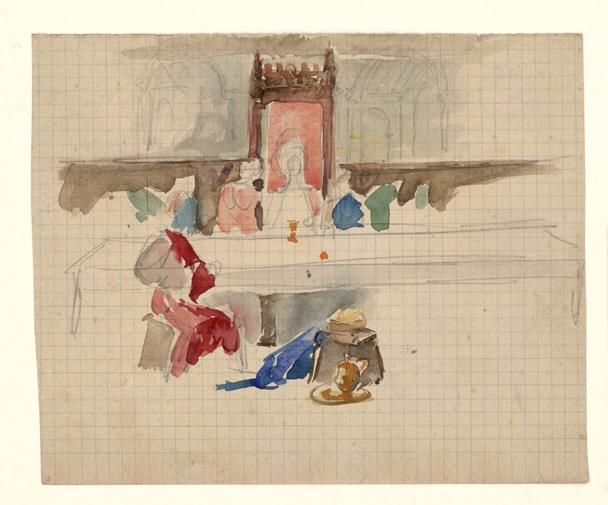 La Cène ; Projet de vitrail, René Victor Livache, 4e quart 19e siècle, 1ère moitié 20e siècle