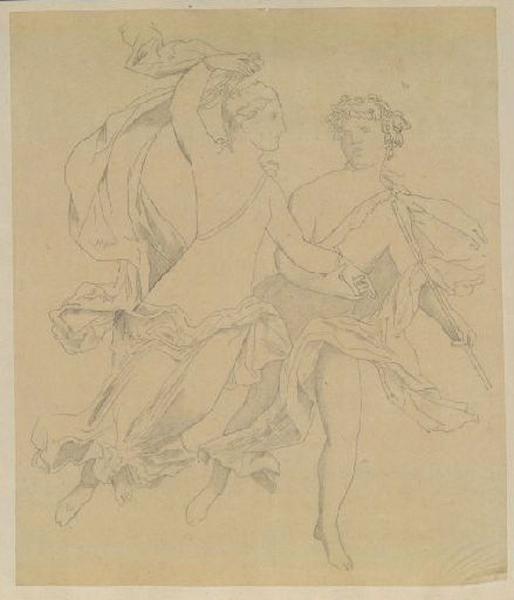 Homme et femme avec draperies, Guillaume Bodinier, 19e siècle