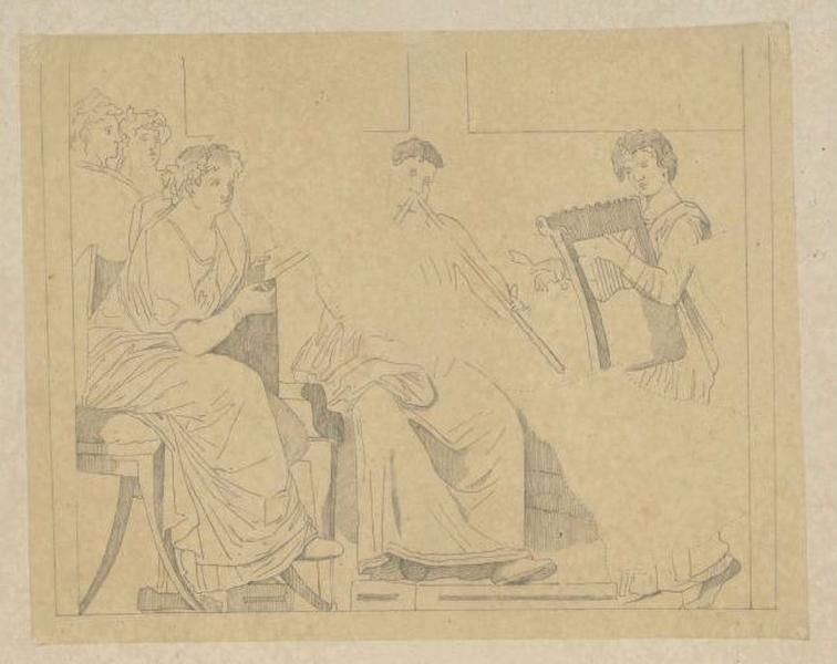 Scène antique avec musiciens, Guillaume Bodinier, 19e siècle