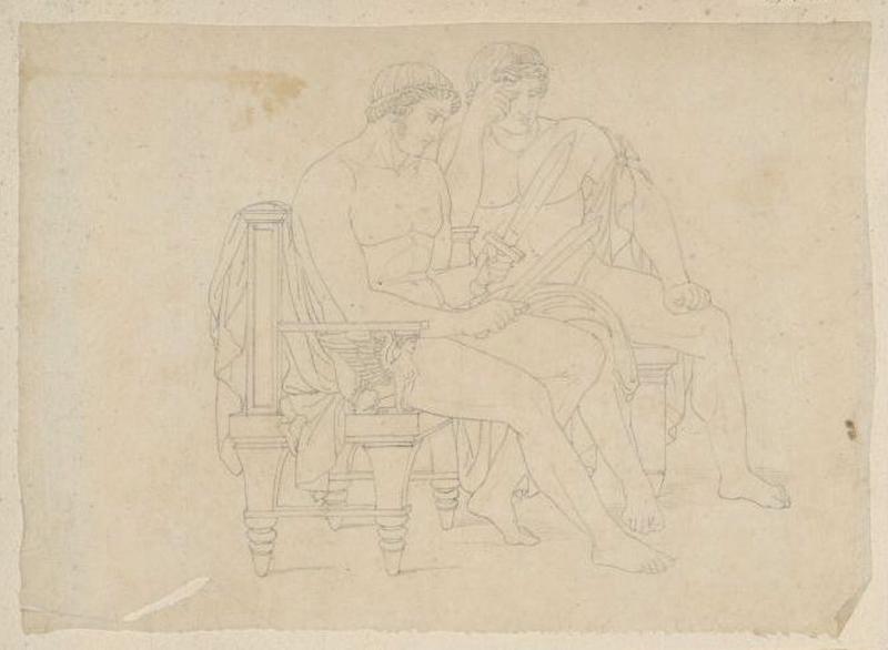 Deux hommes réfléchissant, Guillaume Bodinier, 19e siècle