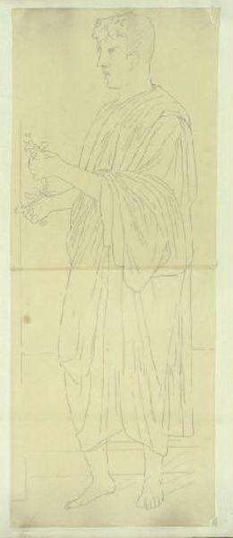 Etude d'après une sculpture antique ; Homme debout, Guillaume Bodinier, 19e siècle