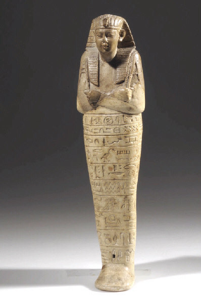 Serviteur funéraire royal (fragment) ; Buste d'ouchebti de roi (Psammetique 1er ?)_0