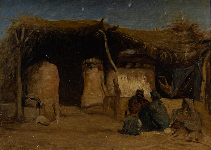 Cabane à Jaffa ; Campement de bédouins à Jéricho (Ancien titre) ; Jaffa (Ancien titre) ; Gourbi (Ancien titre), Charles Landelle, 03 /1876-04 /1876