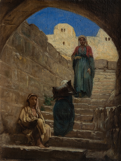 Escalier de la fontaine de la Vierge à Siloë, Jérusalem, Charles Landelle, 03 /1876-04 /1876