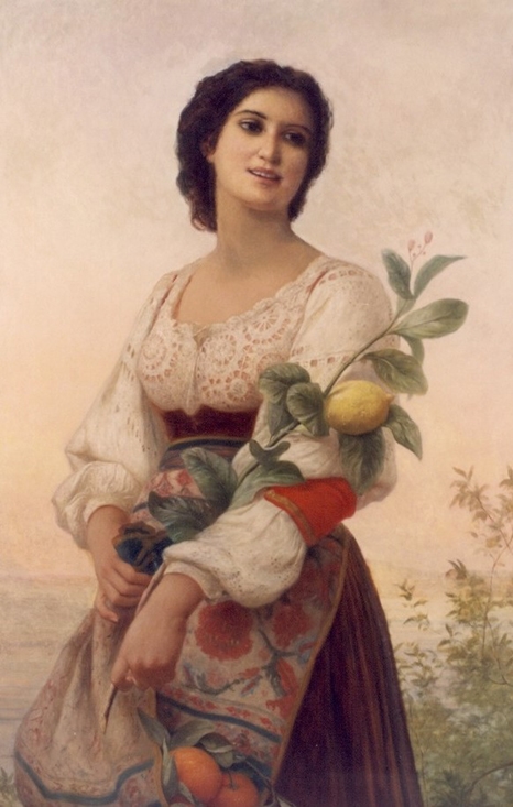 Jeune femme aux oranges et à la branche de citronnier, Charles Landelle, 1840-1908