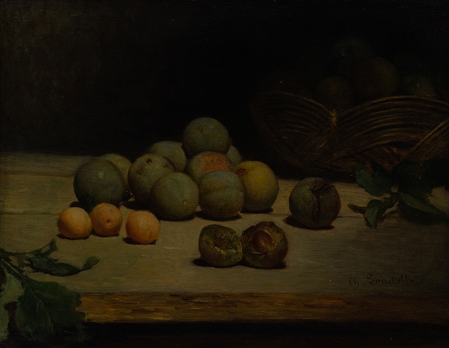 Nature morte aux fruits ; Prunes (Ancien titre), Charles Landelle, 1892-1893