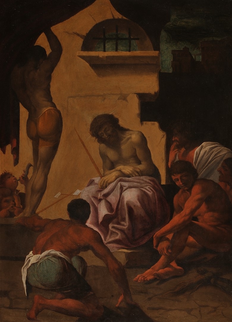 La Dérision du Christ ; Jésus insulté, Lorenzo Garbieri, 1600 Vers,1620 Vers