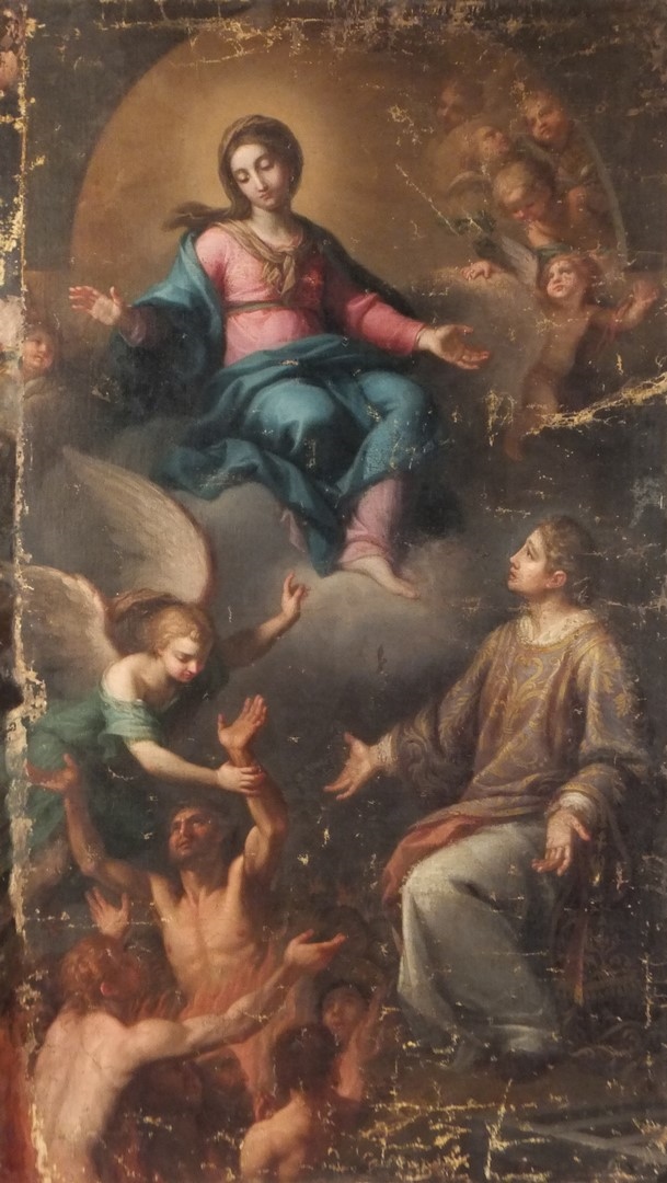 Saint Laurent intercédant auprès de la Vierge pour les âmes du Purgatoire ; La Vierge au purgatoire — Liborio Marmorelli