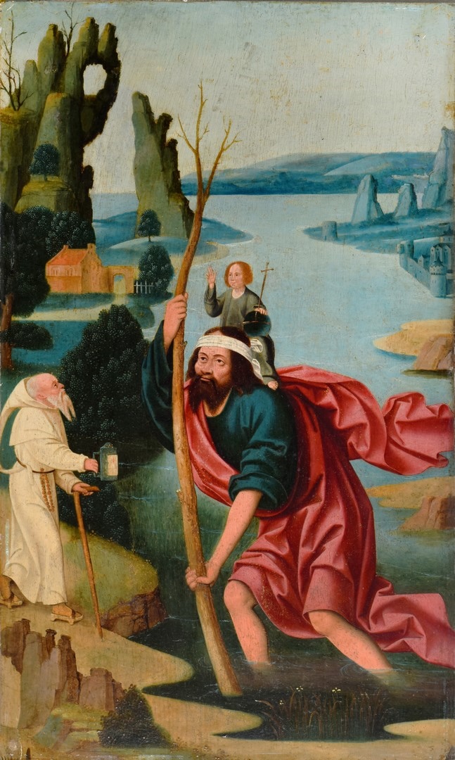 Saint Christophe portant le Christ enfant ; La légende de Saint Christophe, Konrad Witz