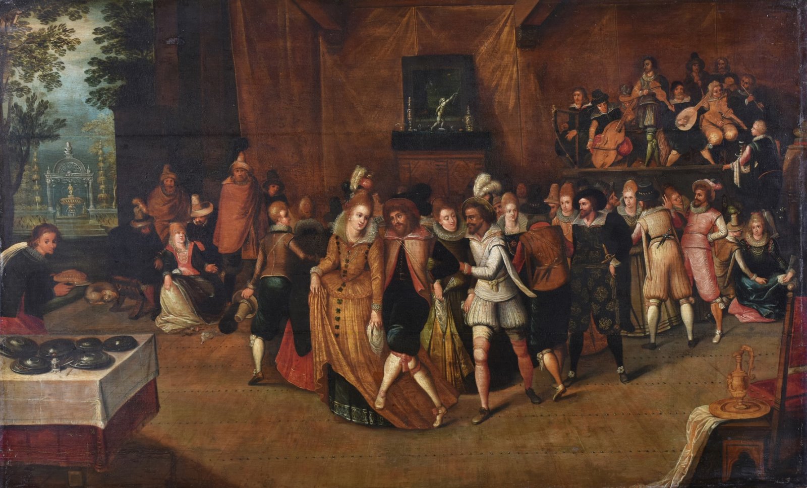 Danseurs et musiciens dans un intérieur ; Bal à l'époque de Henri III ; Une fête à la cour de Henri III, Hieronymus Francken, 1607 Vers