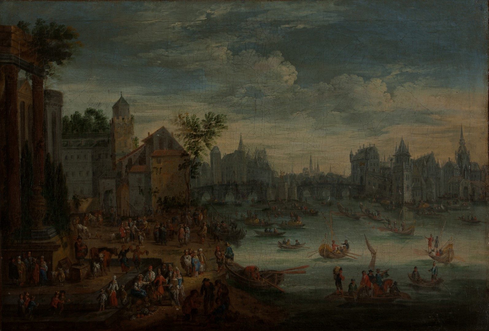 Vue des quais de la Seine à Paris avec le Pont-Neuf, Matthijs Schoevaerdts, 2e moitié 17e siècle