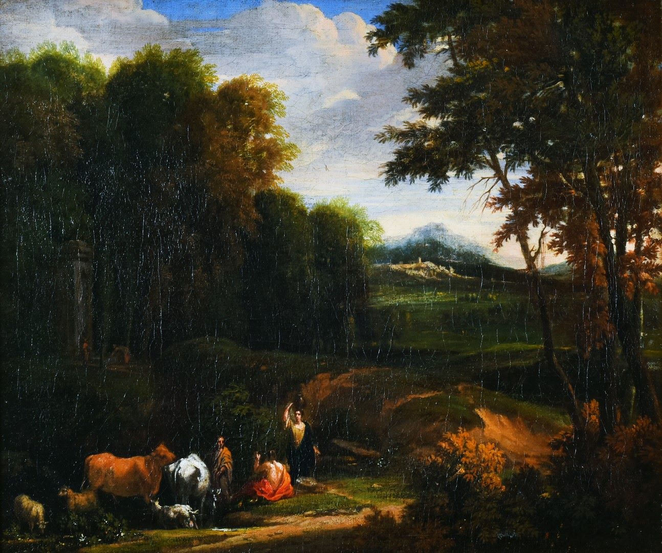 Paysage avec troupeau et personnages à l'Antique, Jan-Baptist Huysmans, 1684