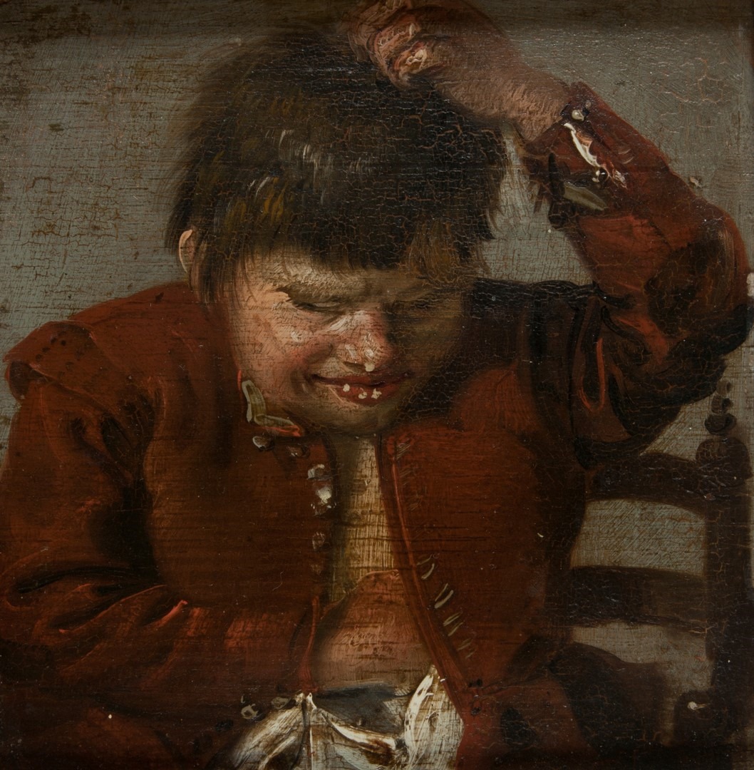 Un enfant s'épouillant ; Un enfant en pleurs s'arrachant les cheveux, Joos van Craesbeeck, 17e siècle, 2e quart 17e siècle, 3e quart 17e siècle