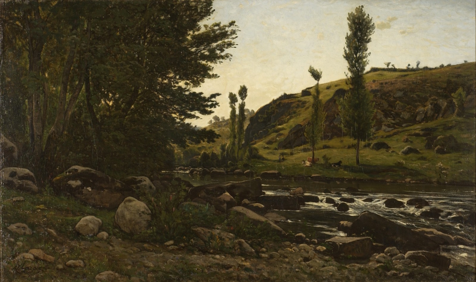 Une rivière dans le Morvan (ou les bords de l'Aumance près de Hérisson dans l'Allier.), Henri Harpignies, 1869