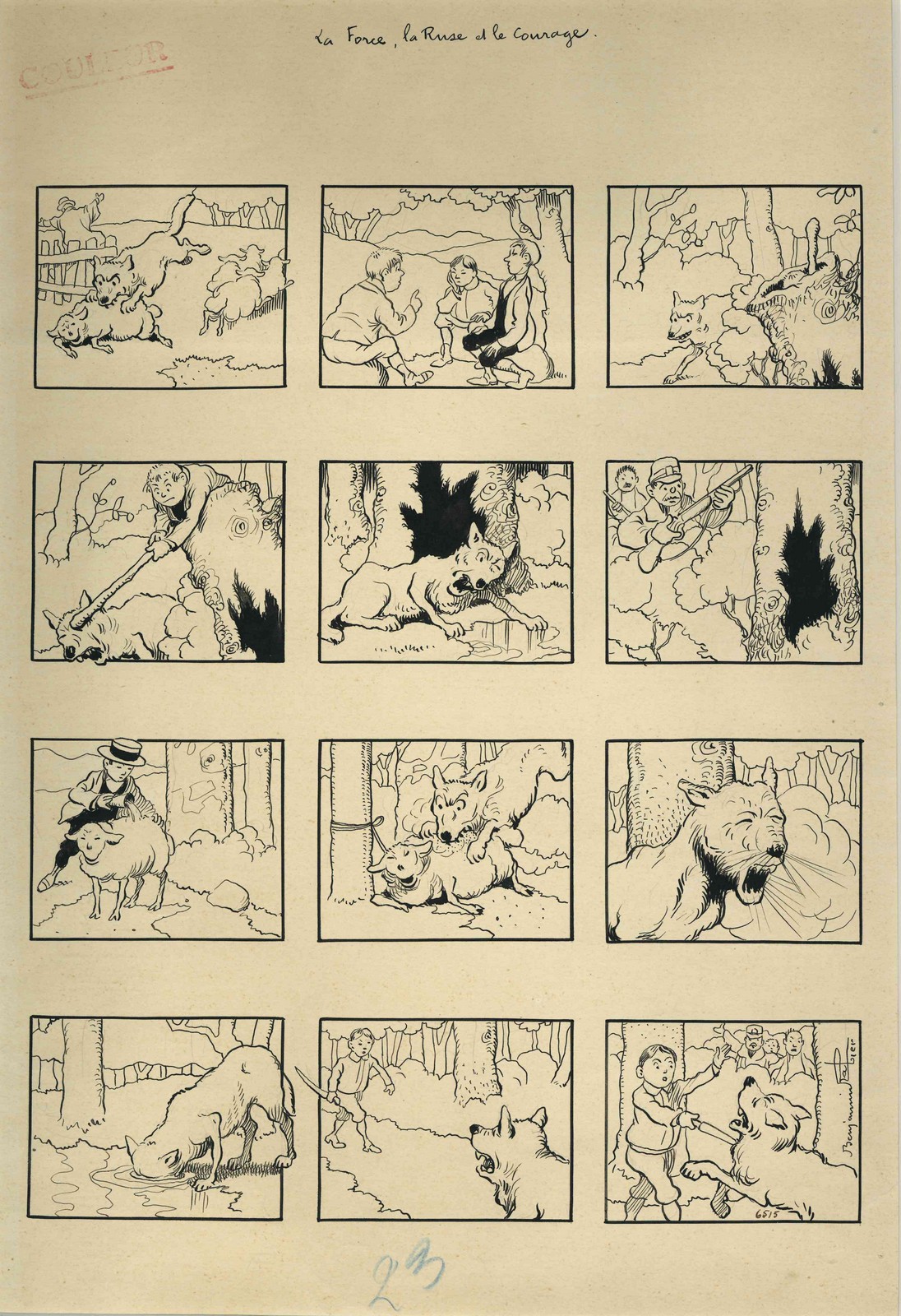 La force, la ruse et le courage, Benjamin Rabier, 4e quart 19e siècle, 1er quart 20e siècle